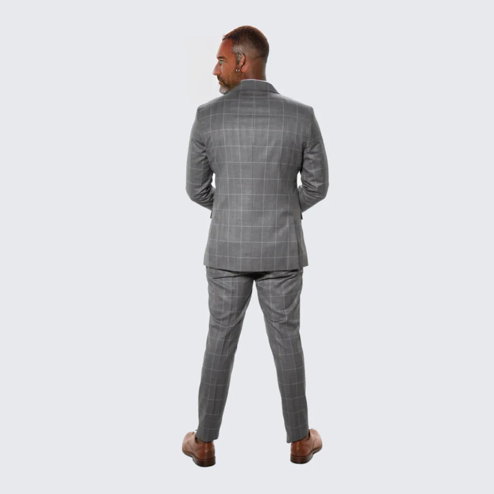 Dark Green Windowpane Hybrid Fit Suit by Stacy Adams - Wedding - Prom