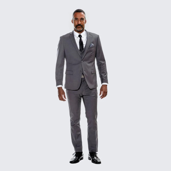 Grey Skinny Fit Suit Three Piece Set - Separates - Wedding - Prom