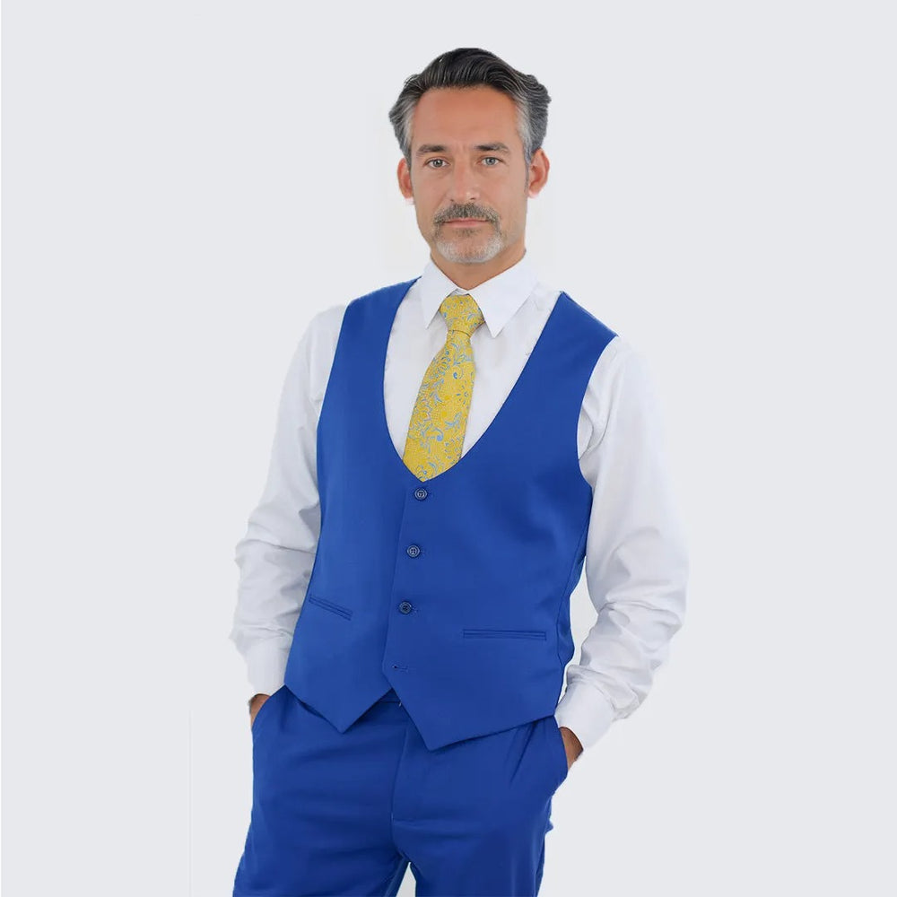 Indigo Slim Fit Three Piece Suit with Large Peak Lapel Stacy Adams - Wedding - Prom