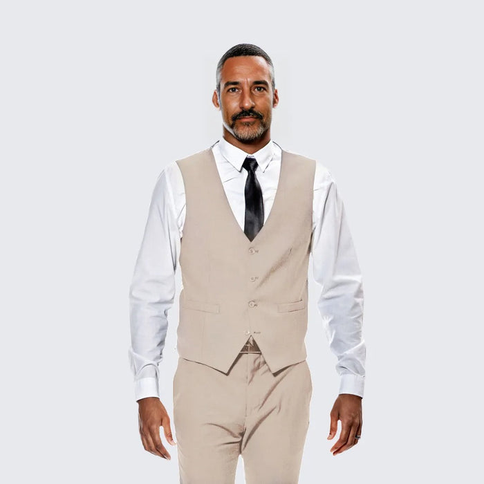 Tan Skinny Fit Suit Three Piece Set - Seperates - Wedding - Prom