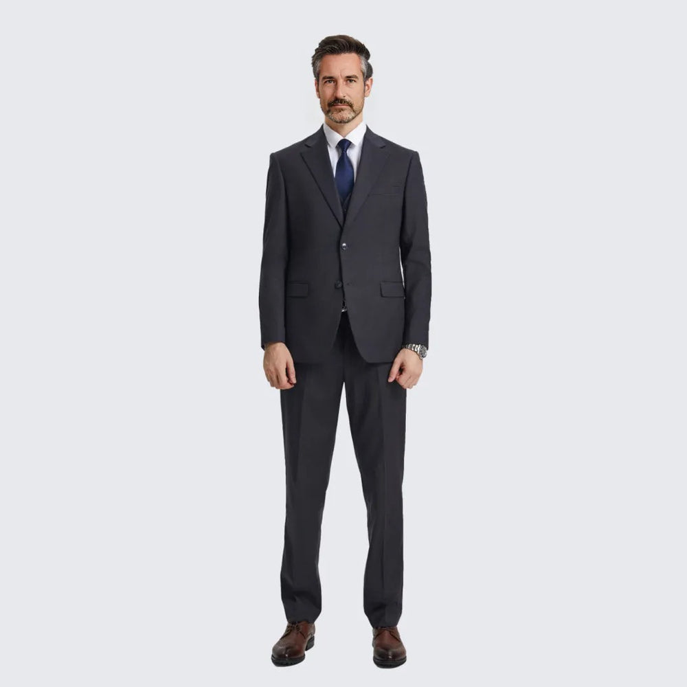 Men's Charcoal Suit Three Piece Set by Stacy Adams - Wedding - Prom