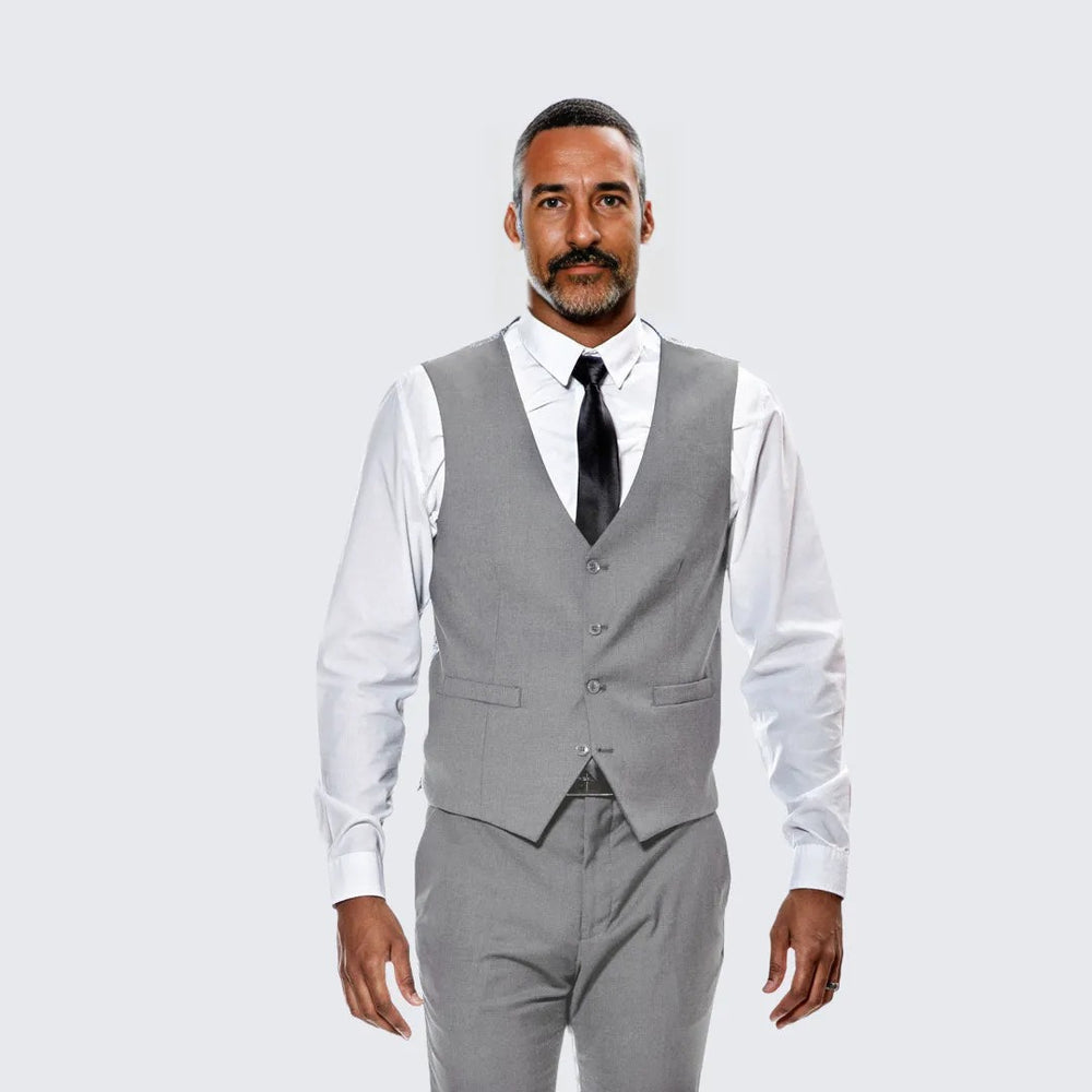 Mid Gray Skinny Fit Suit Three Piece Set- Separates - Wedding - Prom
