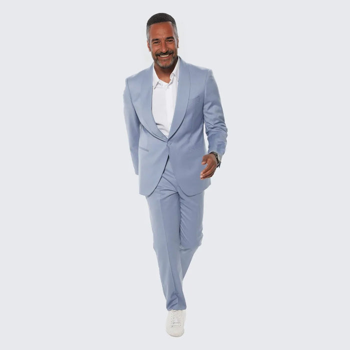 Beau Blue Skinny Fit Suit Three Piece Set - Wedding - Prom