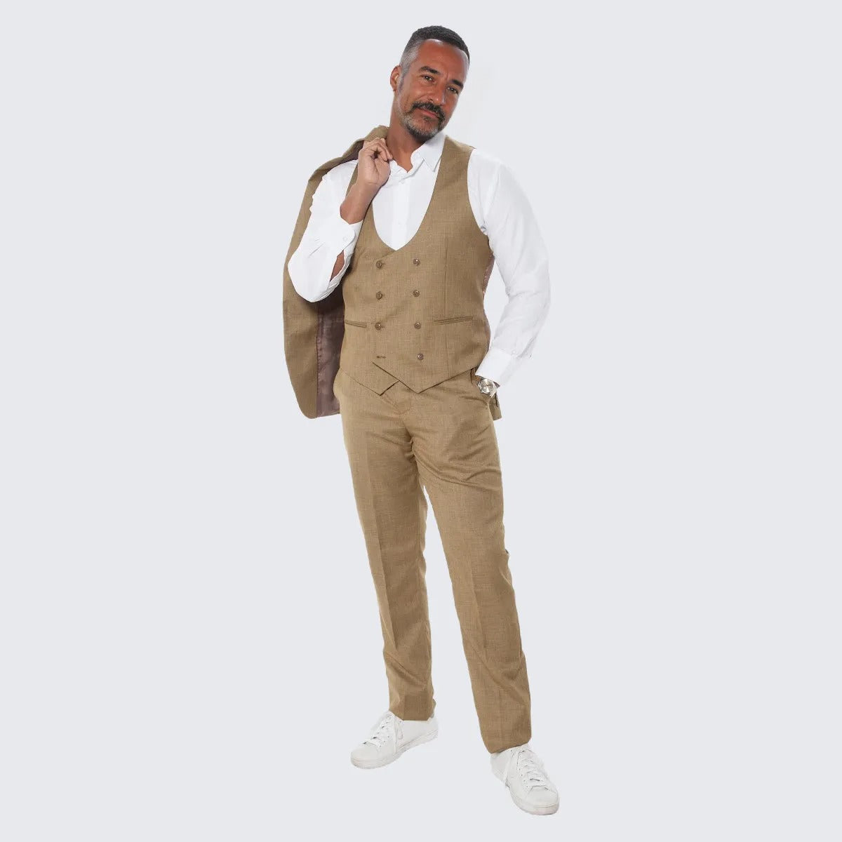 Stacy Adams Suit Mens Oatmeal Beige 3 Piece Suit main image 0