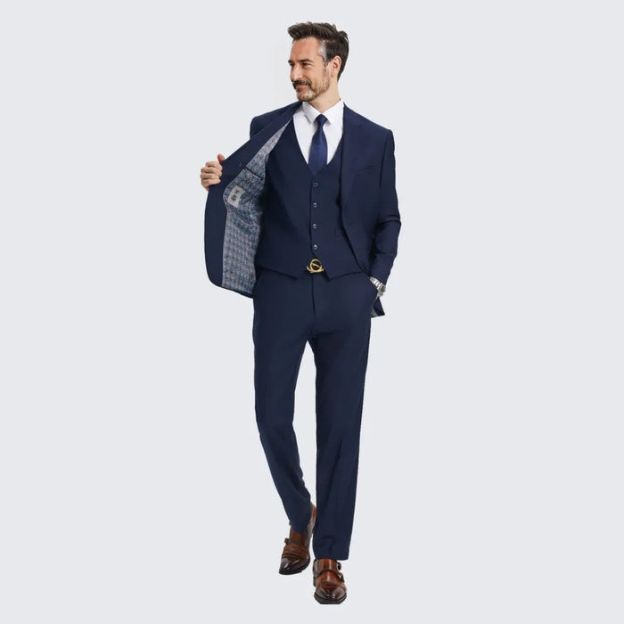 Men's Navy Suit Three Piece Set by Stacy Adams - Wedding - Prom