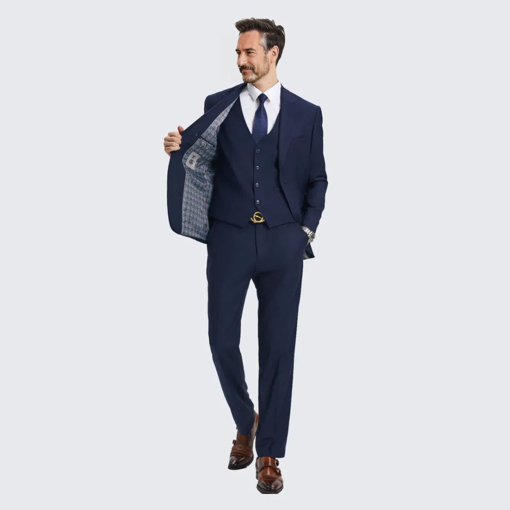 Men's Navy Suit Three Piece Set by Stacy Adams - Wedding - Prom