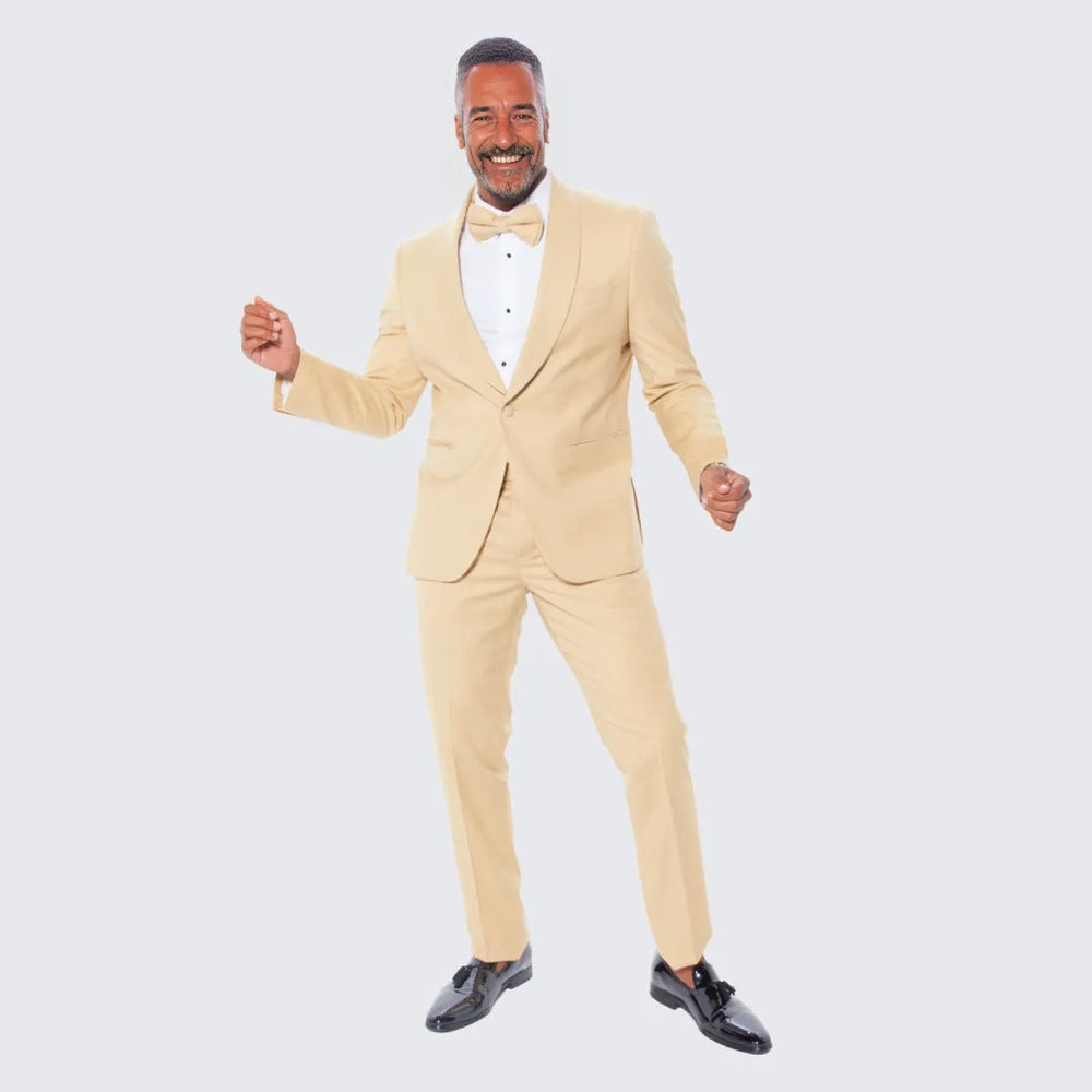 Dijon Mustard Skinny Fit Suit Three Piece Set - Wedding - Prom