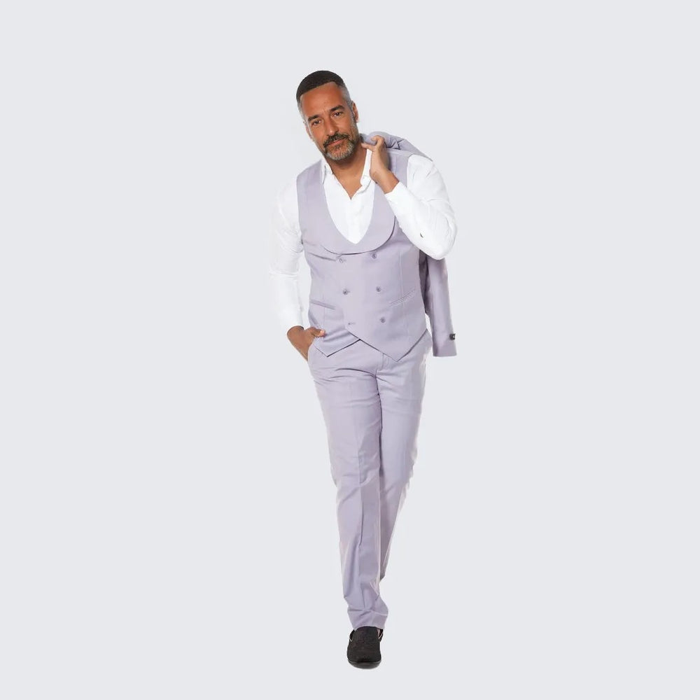 Men's Lavender Suit Three Piece Set - Wedding - Prom