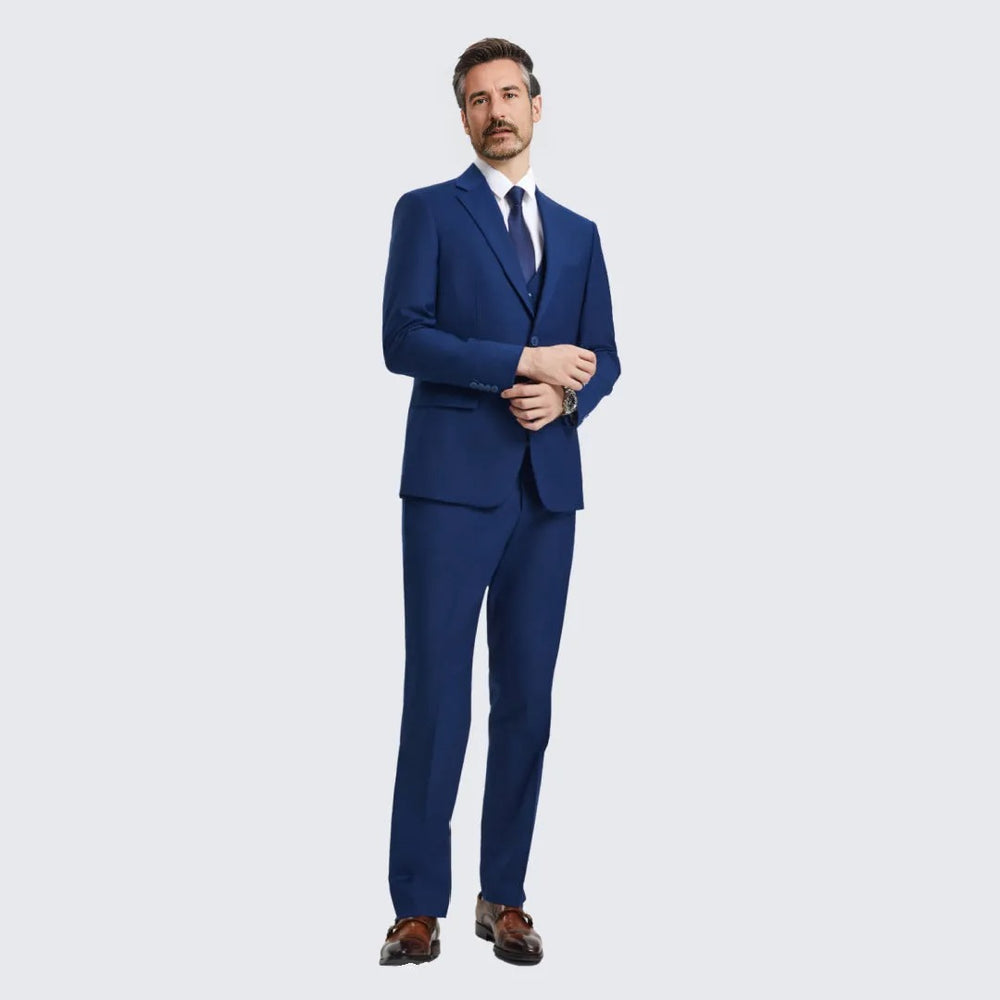 Men's Indigo Suit Three Piece Set by Stacy Adams - Wedding - Prom