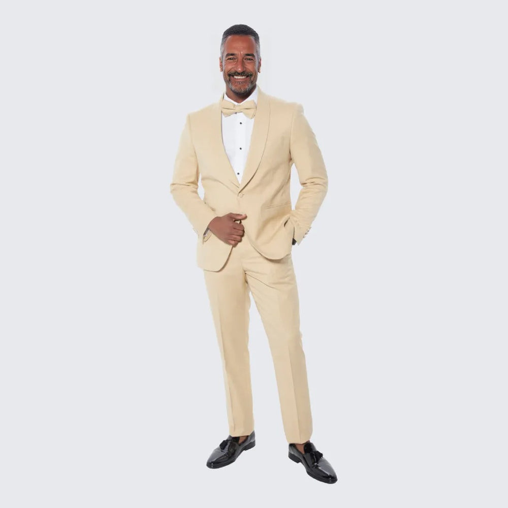 Dijon Mustard Skinny Fit Suit Three Piece Set - Wedding - Prom
