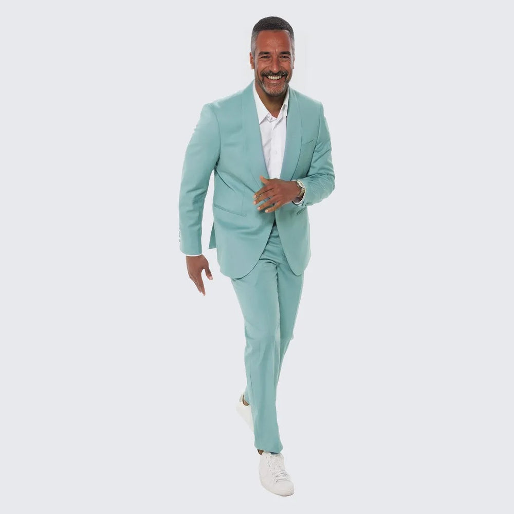 Celestial Blue Skinny Fit Suit Three Piece Set - Wedding - Prom