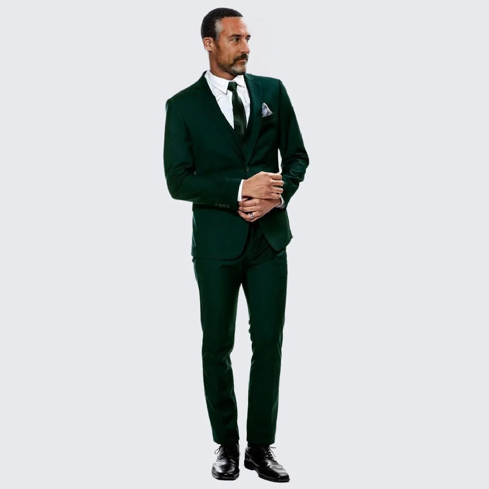 Green Skinny Fit Suit Three Piece Set - Separates - Wedding - Prom