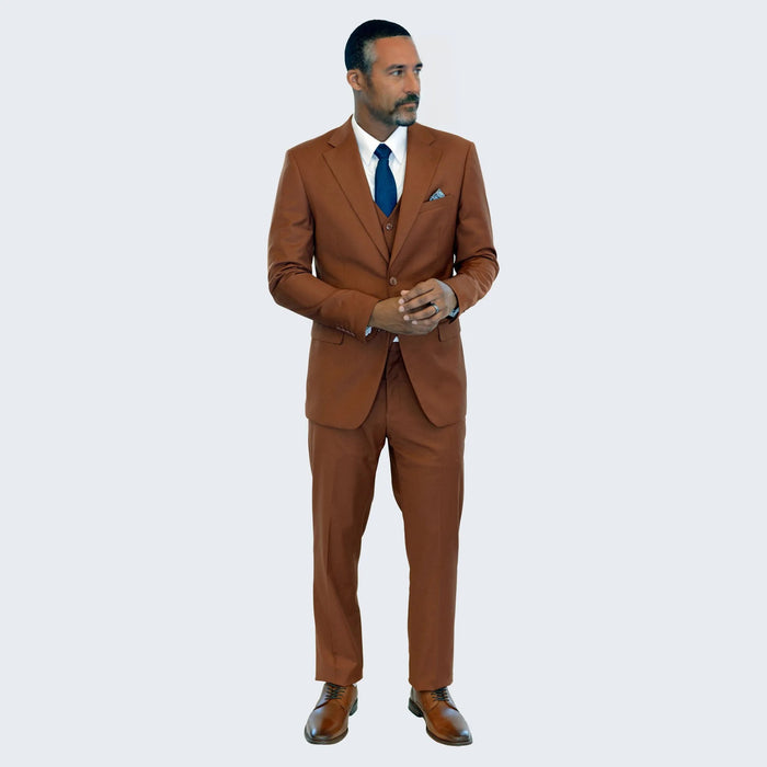Men's Light Brown Suit Three Piece Set by Stacy Adams - Wedding - Prom