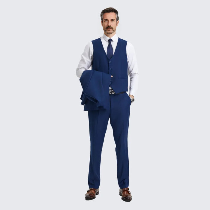 Men's Indigo Suit Three Piece Set by Stacy Adams - Wedding - Prom