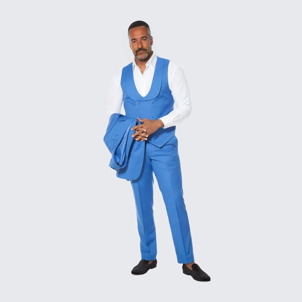 Men's Royal Blue Suit Three Piece Set - Wedding - Prom