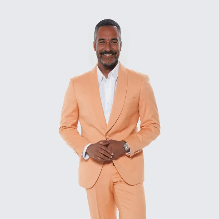 Tangerine Skinny Fit Suit Three Piece Set - Wedding - Prom