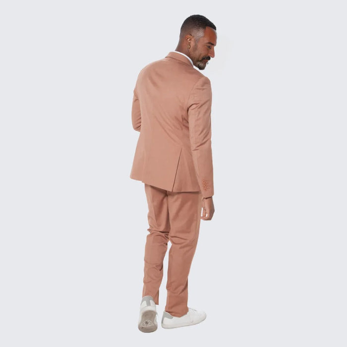 Peach Slim Fit Suit With Double Breasted Vest - Wedding - Prom