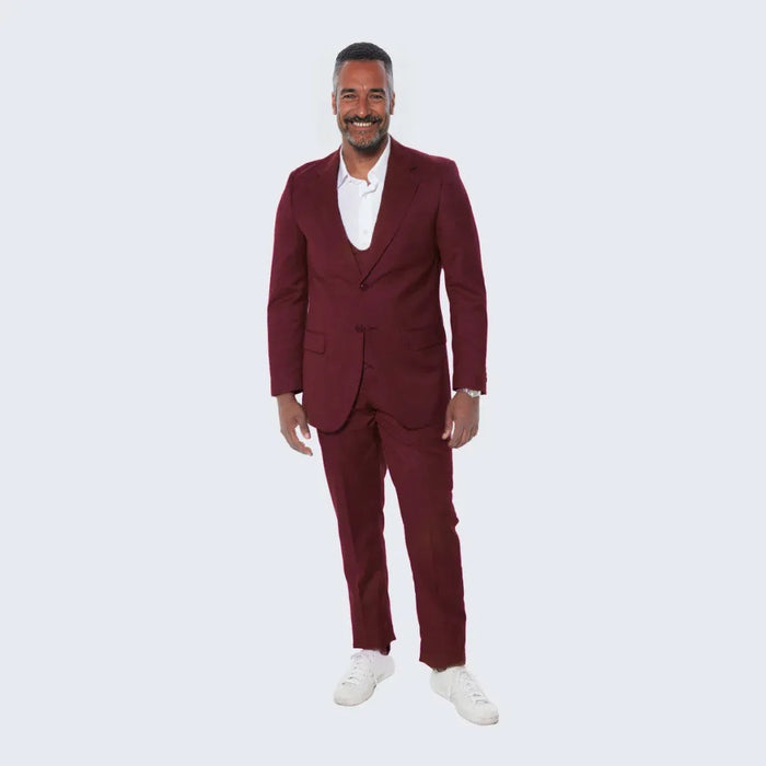 Men's Burgundy Suit Three Piece Set by Stacy Adams - Wedding - Prom