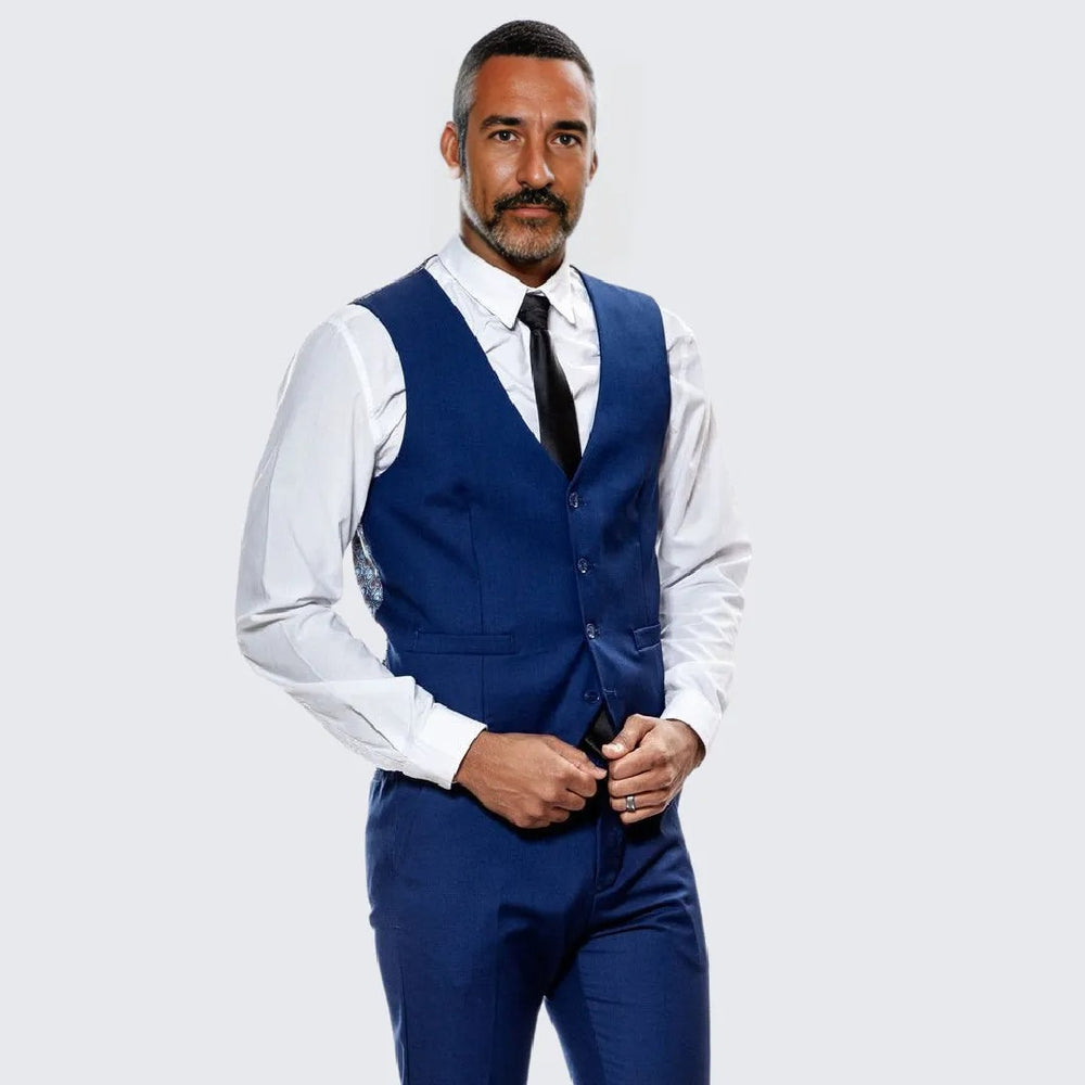 Indigo Blue Skinny Fit Suit Three Piece Set - Separates - Wedding - Prom