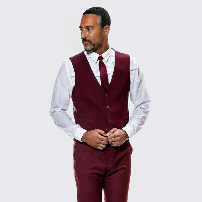 Burgundy Skinny Fit Suit Three Piece Set - Separates - Wedding - Prom