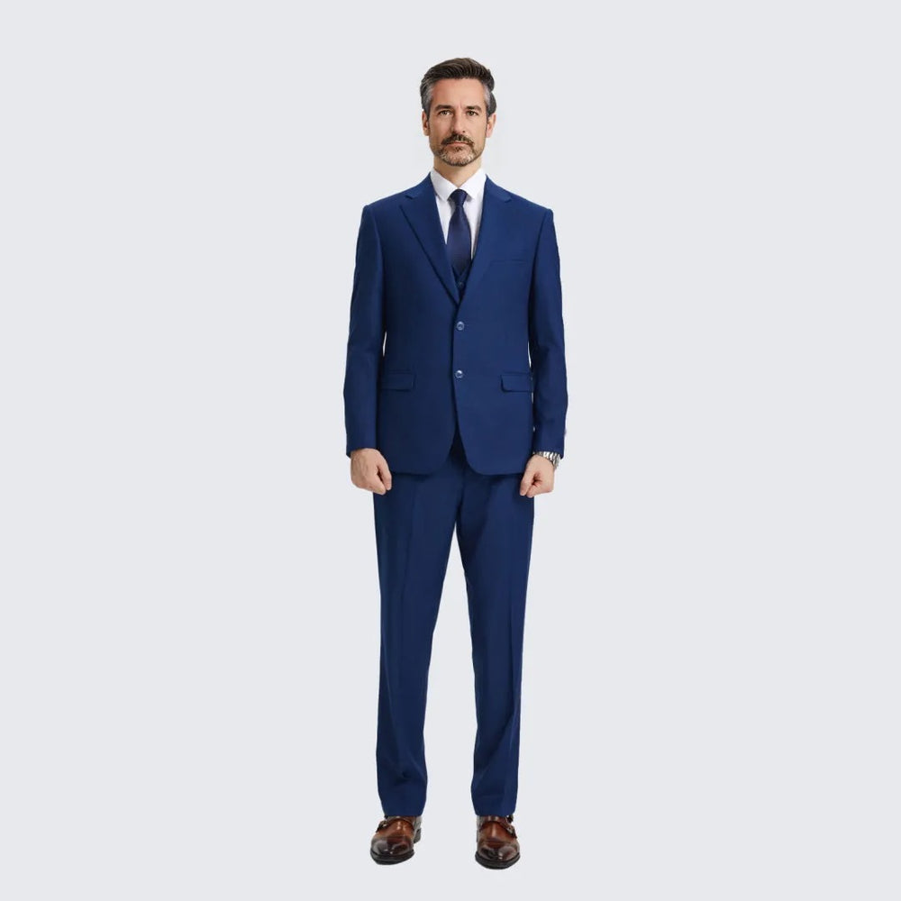 Men's Indigo Suit Three Piece Set by Stacy Adams - Wedding - Prom