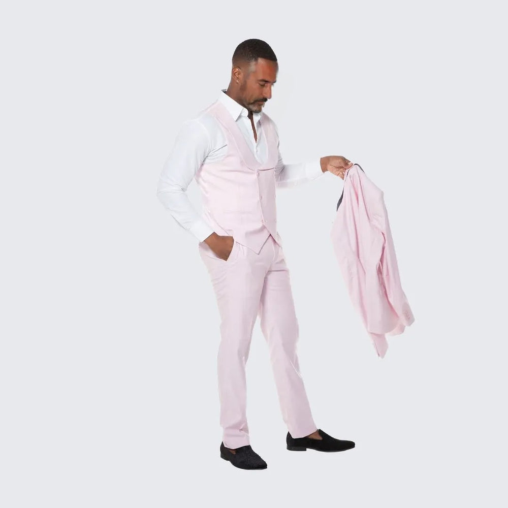 Men's Pink Suit Three Piece Set - Wedding - Prom