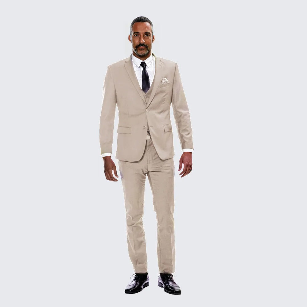 Tan Skinny Fit Suit Three Piece Set - Seperates - Wedding - Prom