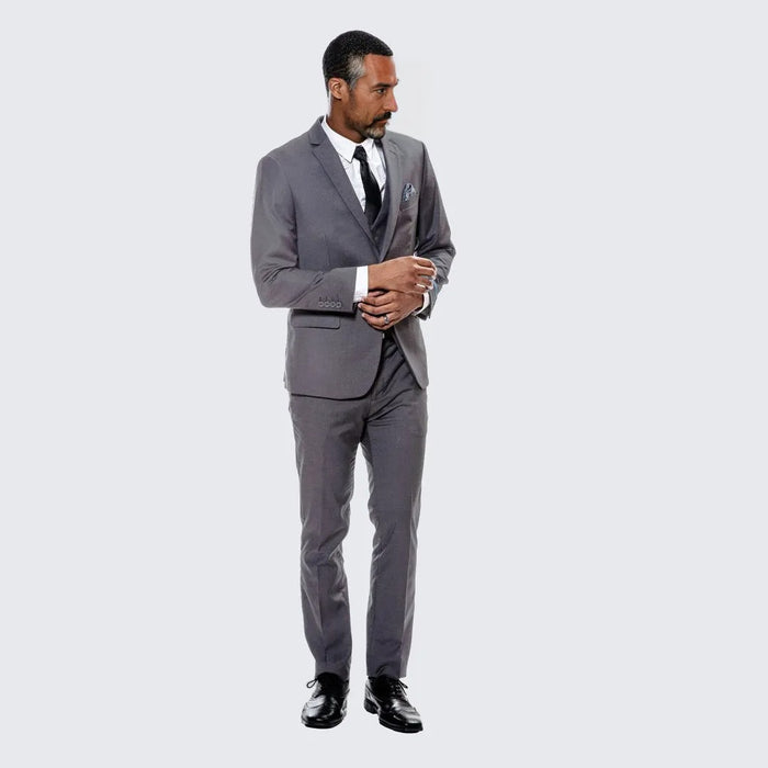 Grey Skinny Fit Suit Three Piece Set - Separates - Wedding - Prom