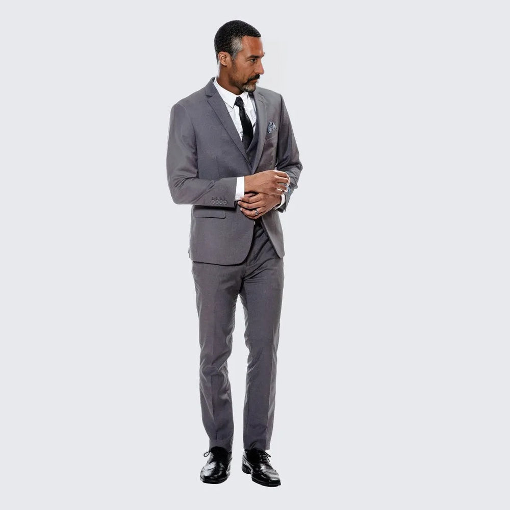 Grey Skinny Fit Suit Three Piece Set - Separates - Wedding - Prom