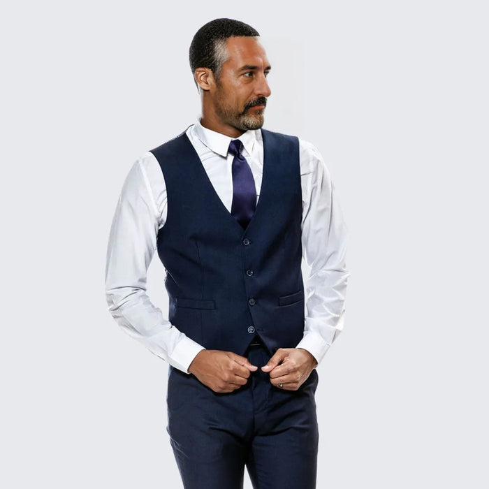 Navy Blue Skinny Fit Suit Three Piece Set - Separates - Wedding - Prom