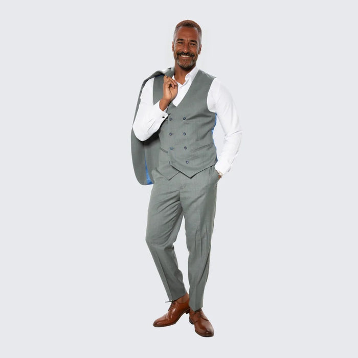 Dark Green Pinstripe Hybrid Fit Suit by Stacy Adams - Wedding - Prom