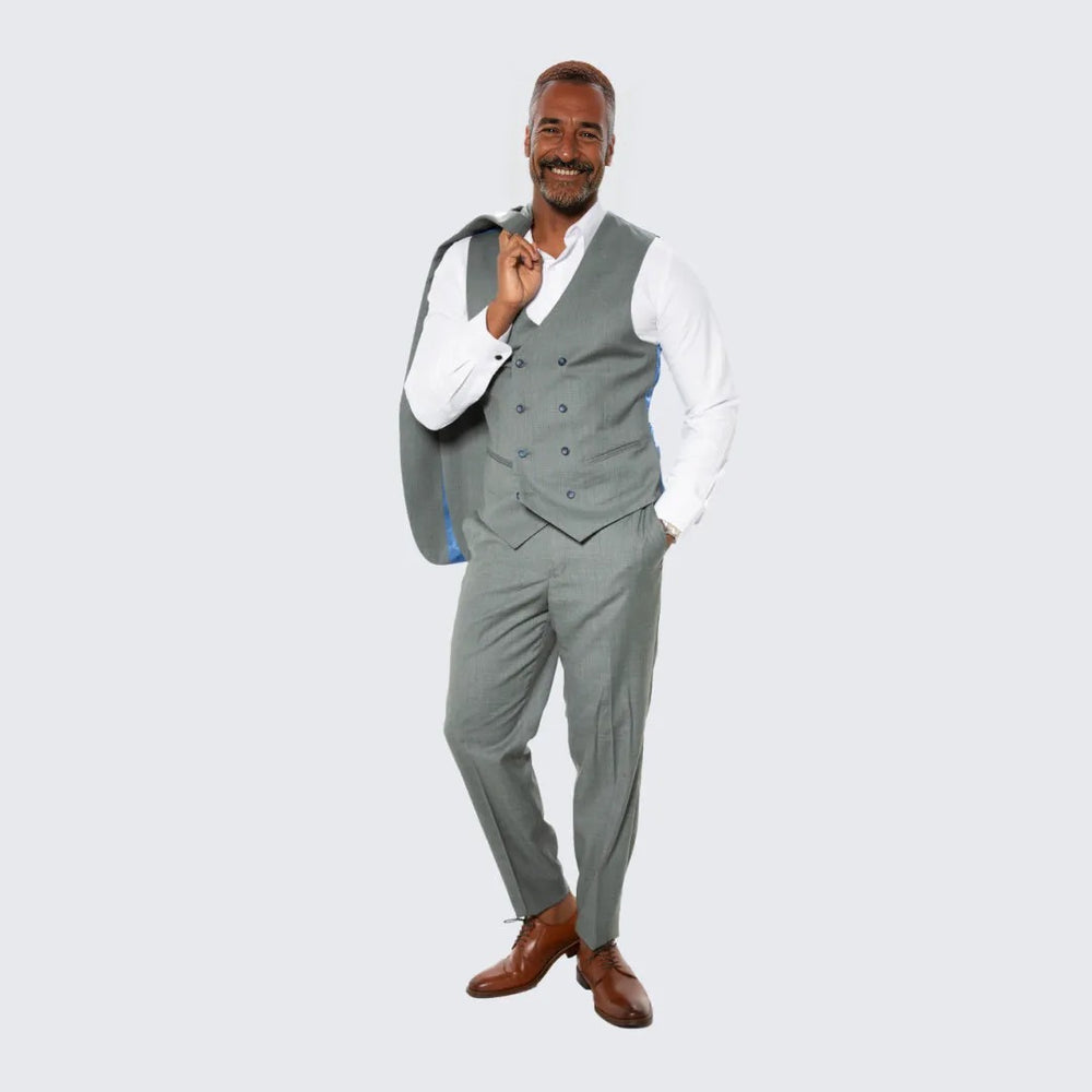 Dark Green Pinstripe Hybrid Fit Suit by Stacy Adams - Wedding - Prom