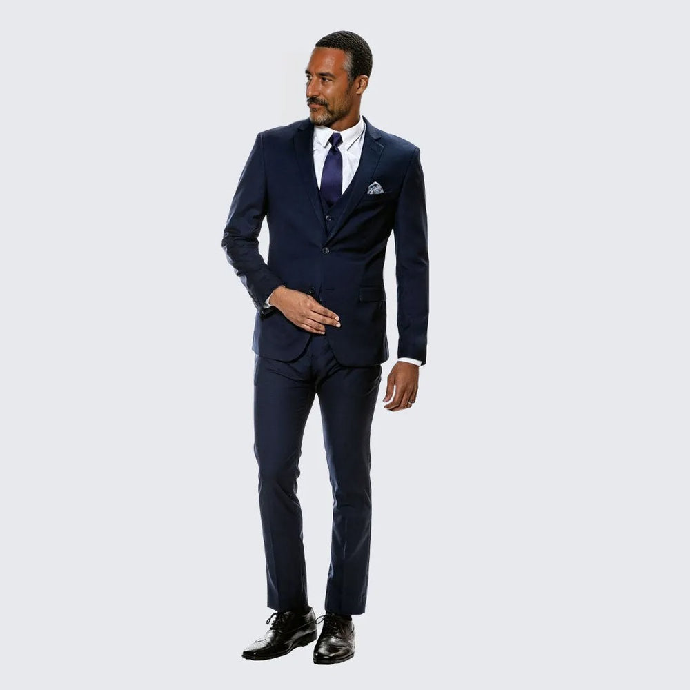 Navy Blue Skinny Fit Suit Three Piece Set - Separates - Wedding - Prom