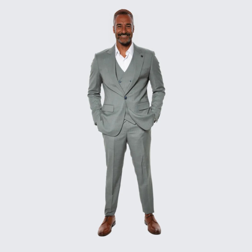 Dark Green Pinstripe Hybrid Fit Suit by Stacy Adams - Wedding - Prom