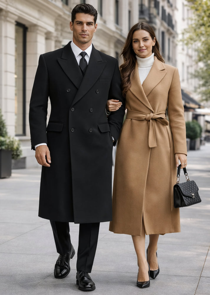 Alberto Nardoni Authentic Fully Lined Double Breasted Men's Dress Coat Wool Blend Long Overcoat