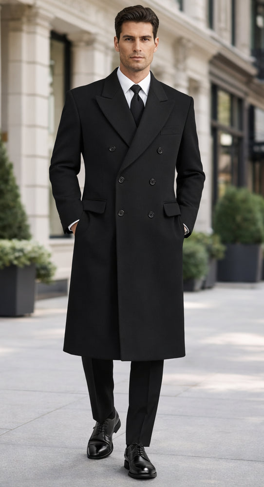 Alberto Nardoni Authentic Fully Lined Double Breasted Men's Dress Coat Wool Blend Long Overcoat