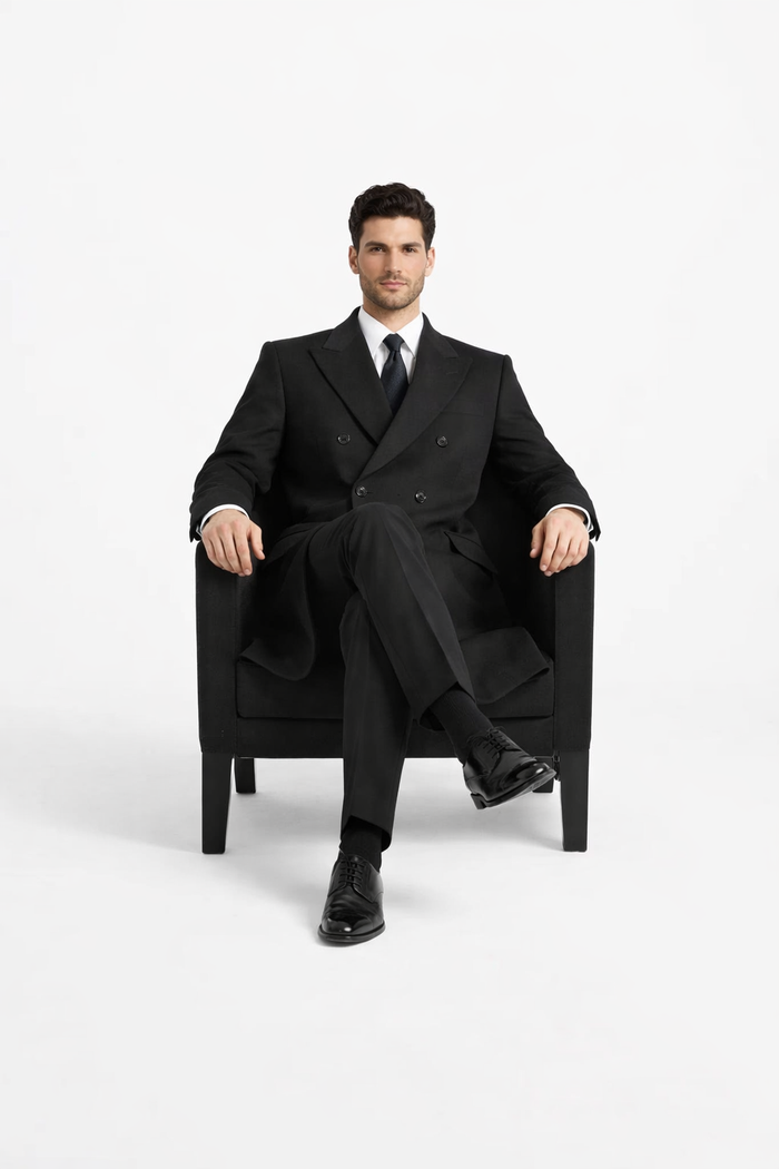 Alberto Nardoni Authentic Fully Lined Double Breasted Men's Dress Coat Wool Blend Long Overcoat
