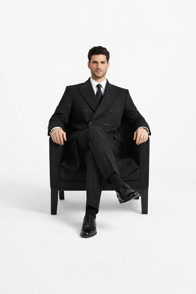 Alberto Nardoni Authentic Fully Lined Double Breasted Men's Dress Coat Wool Blend Long Overcoat