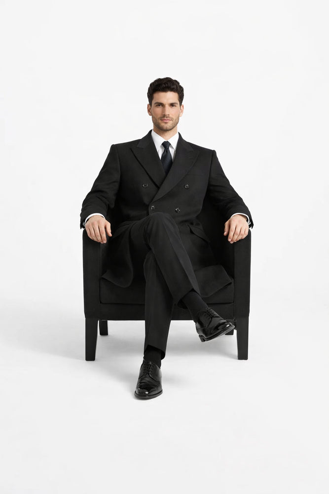 Alberto Nardoni Authentic Fully Lined Double Breasted Men's Dress Coat Wool Blend Long Overcoat