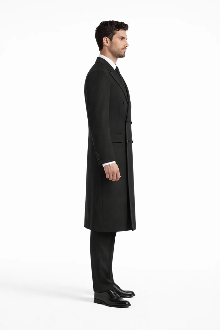 Alberto Nardoni Authentic Fully Lined Double Breasted Men's Dress Coat Wool Blend Long Overcoat