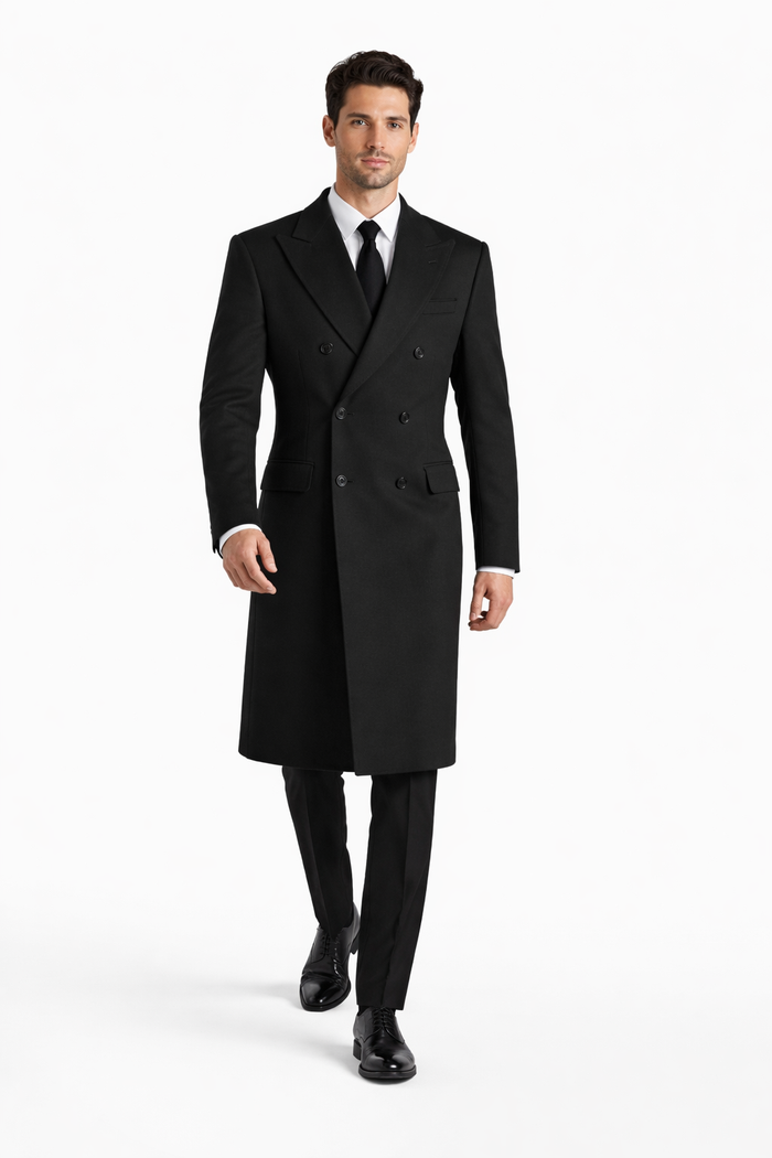 Alberto Nardoni Authentic Fully Lined Double Breasted Men's Dress Coat Wool Blend Long Overcoat
