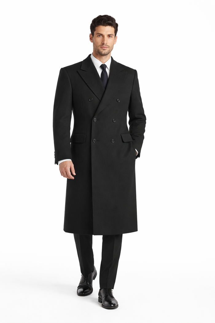 Alberto Nardoni Authentic Fully Lined Double Breasted Men's Dress Coat Wool Blend Long Overcoat