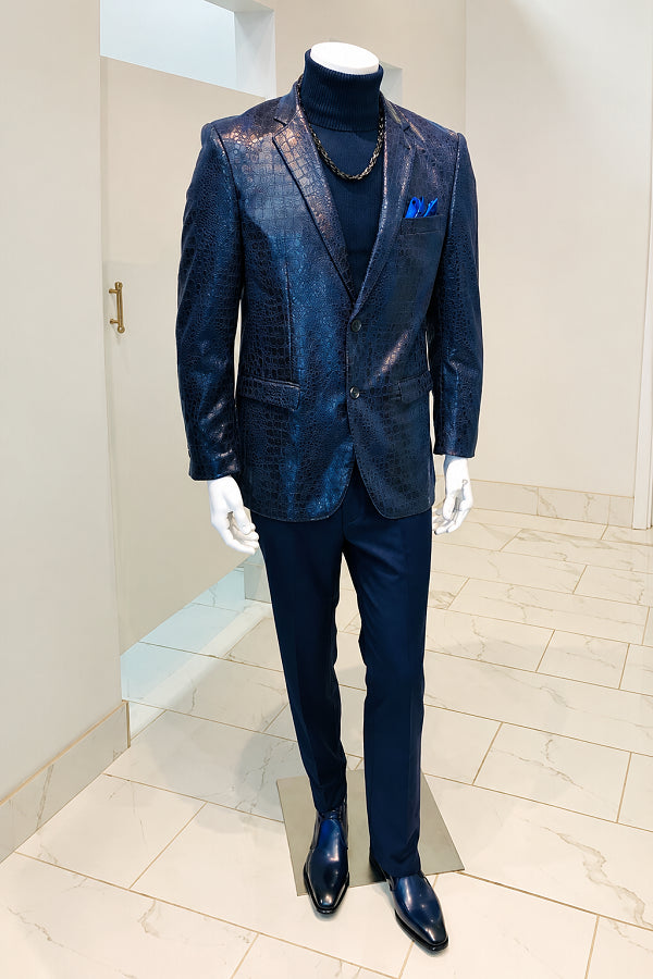 Alligator Print Sport Coat (Navy)