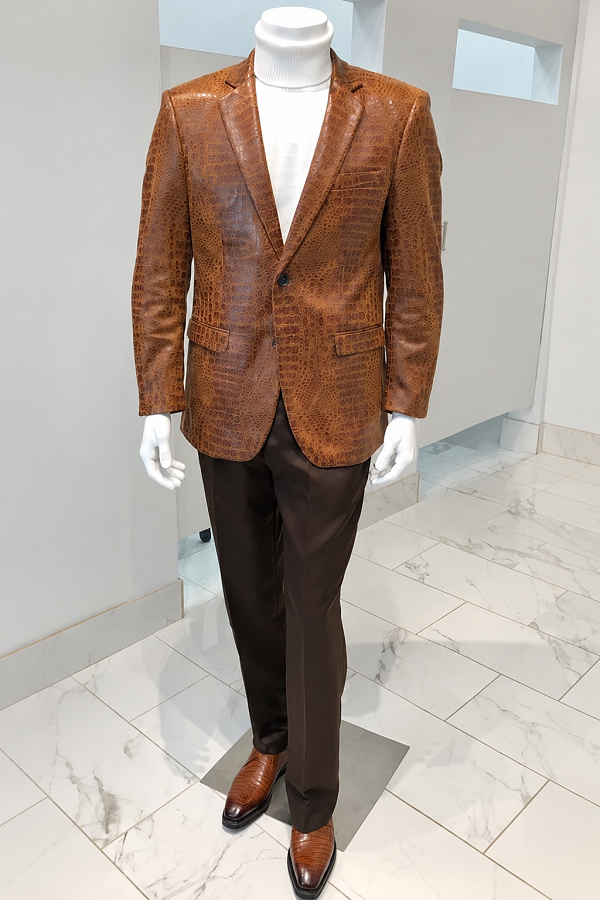 Alligator Print Sport Coat (Cognac)