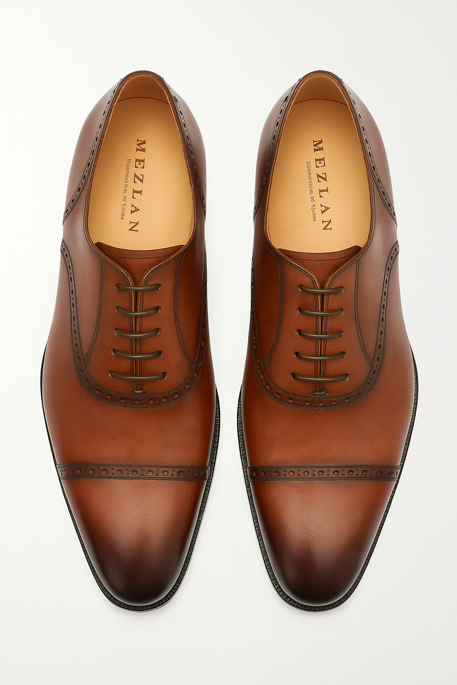 Amaro Leather Cap Toe Cognac By Mezlan Made In Spain Brand