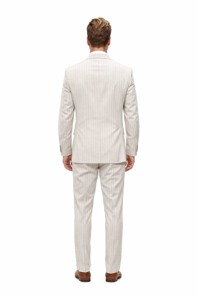 Statement Men’s 2-Piece 100% Wool Double Breasted Pinstripe Suit
