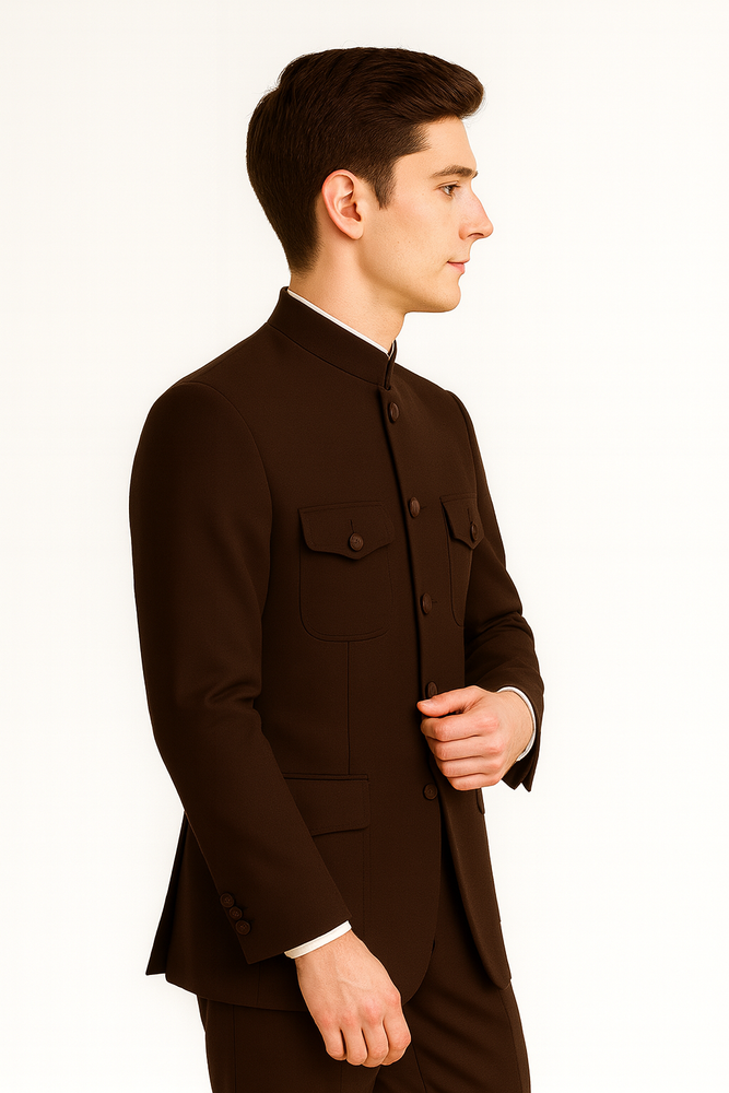 Apollo King Men's 2 Piece Nehru Style Suit Fashion Pockets