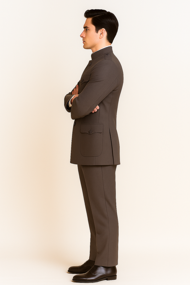 Apollo King Men's 2 Piece Nehru Style Suit Fashion Pockets