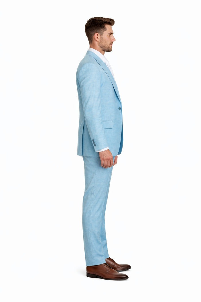 Aqua Horizon Textured Blue 3-Piece Luxe Suit by Rossiman