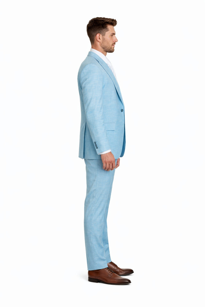 Aqua Horizon Textured Blue 3-Piece Luxe Suit by Rossiman